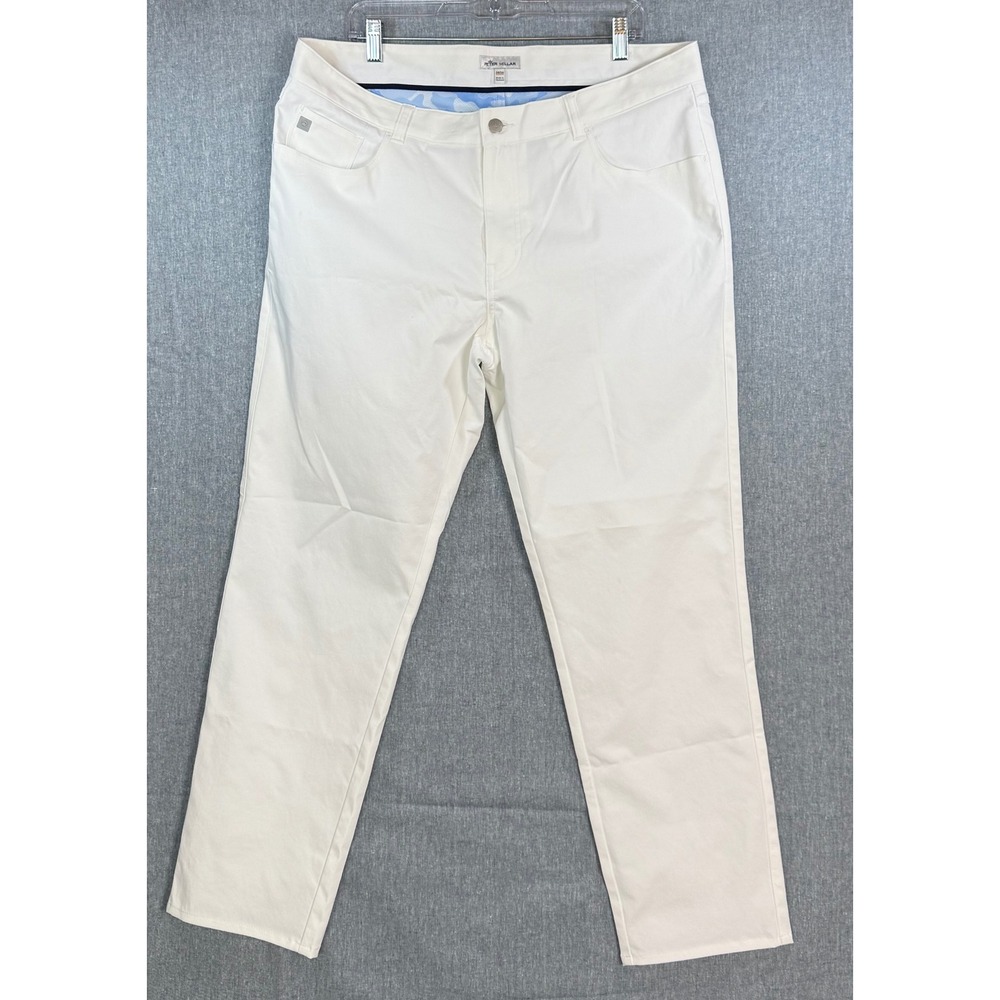 PETER MILLAR White Golf Pants Mens Sz 38/30 5-Pocket Performance Straight Leg